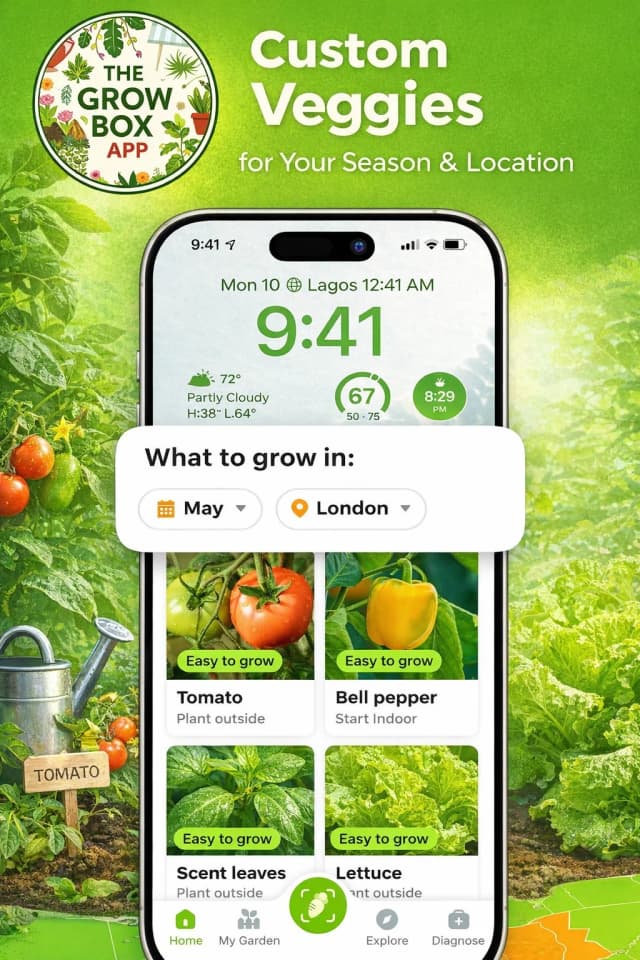 GrowBox showing plant recommendations for your season and location